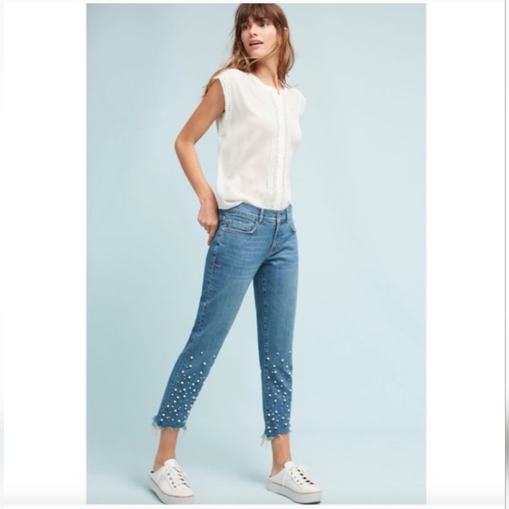 Anthropologie Pilcro Pearl Embellished Hyphen Jeans - Picture 3 of 6